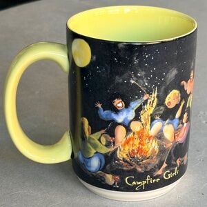 Jill Neal Artwork "Campfire Girls" Multi Color Ceramic Coffee Mug
